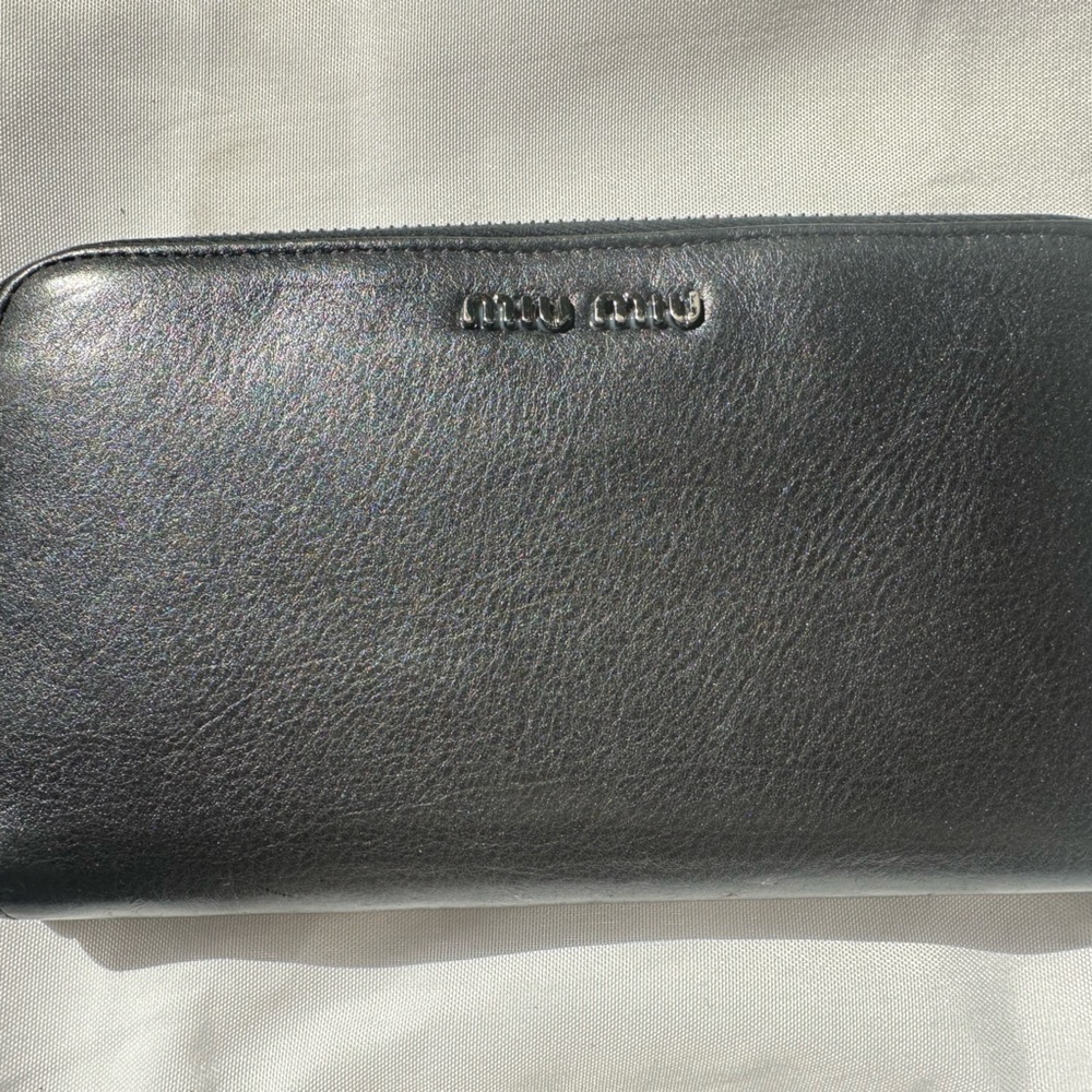 Smooth and Soft Miu Miu Blue/ Black Leather wallet